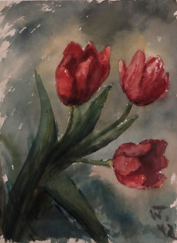 Rote Tulpen Aquarell 1942