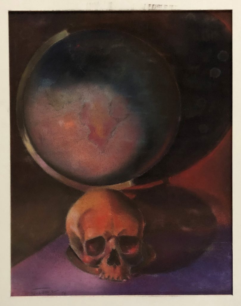 Totenschädel mit Globus Pastell 1944