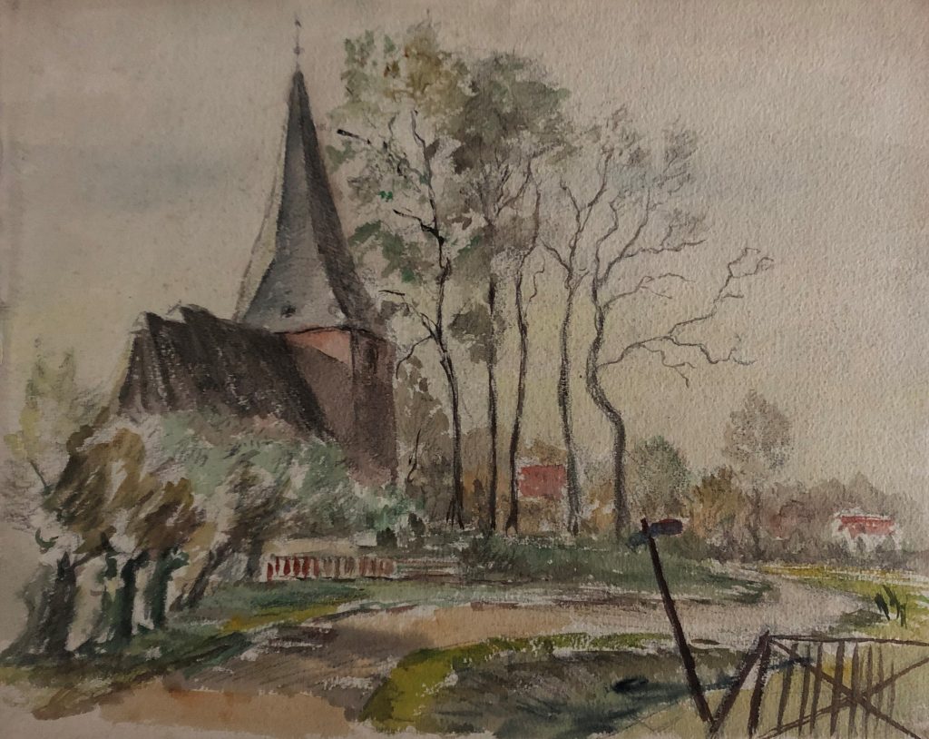 Wilhelmshaven, Neuender Kirche, Aquarell 1949