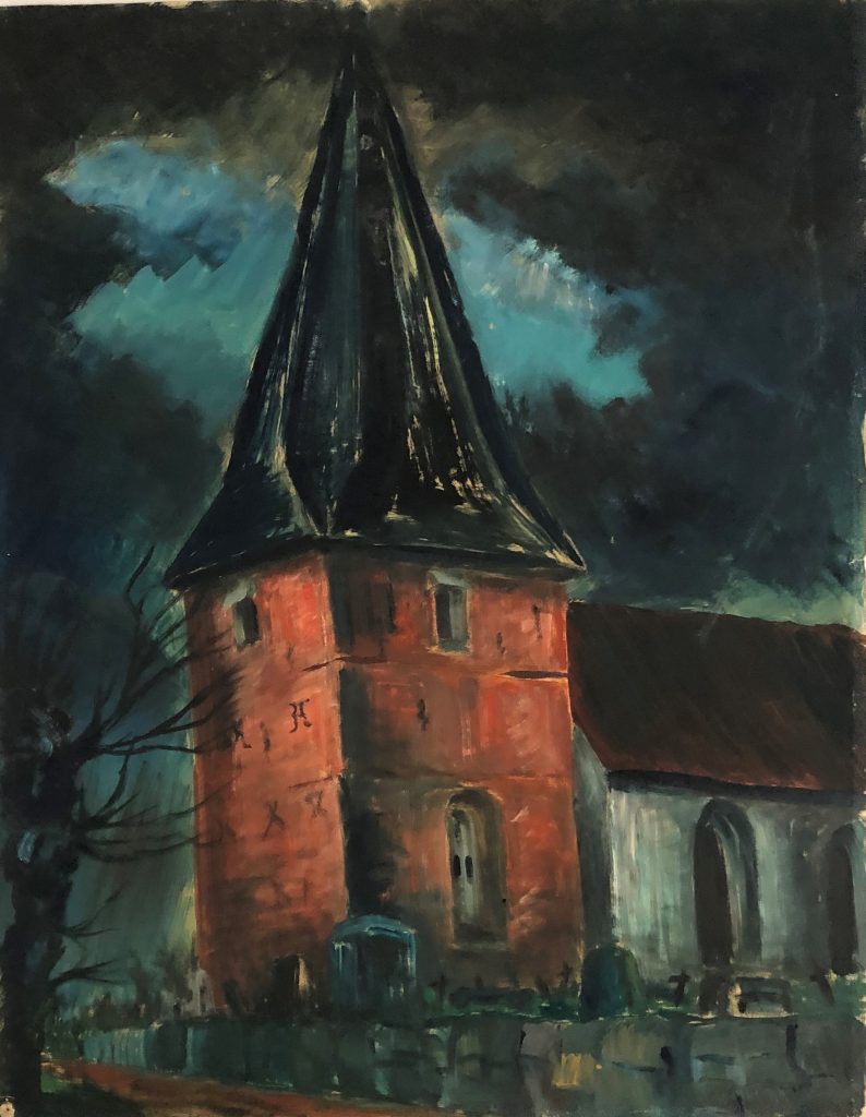 Wilhelmshaven, Neuender Kirche, Wasserfarben 1949